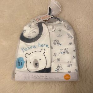 Baby Boy Sleep and Play Bib and Cap